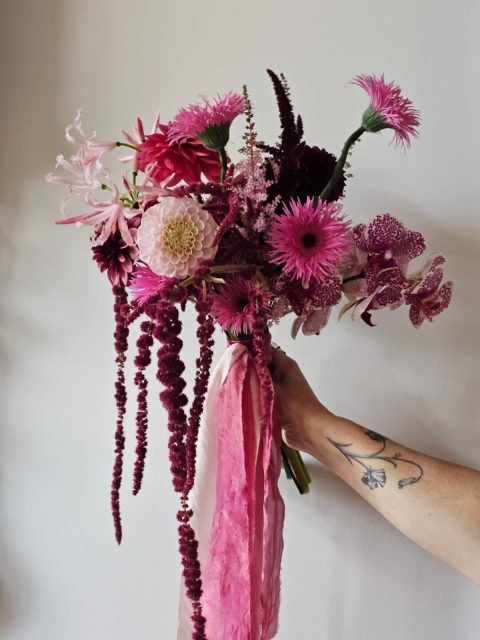 For Eva 💕 who wanted a fun, vibrant bouquet. Pink, pink and more pink. And lots of ribbons 🎀 

Pink wedding bouquet