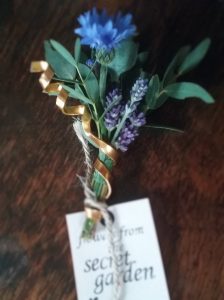 Cornflower & copper buttonhole