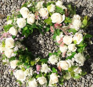 Herb & white rose Funeral Wreath