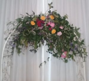 Wild floral arch wedding Springfort Hall